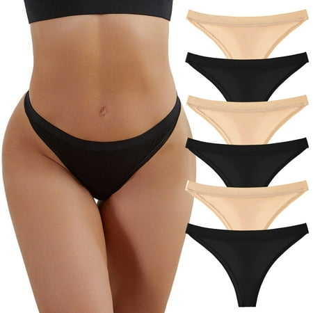 

Qxutpo 6-Pack Womens Underwear Underpants Patchwork Color Bikini Solid Briefs Knickers 6 Pieces Panties