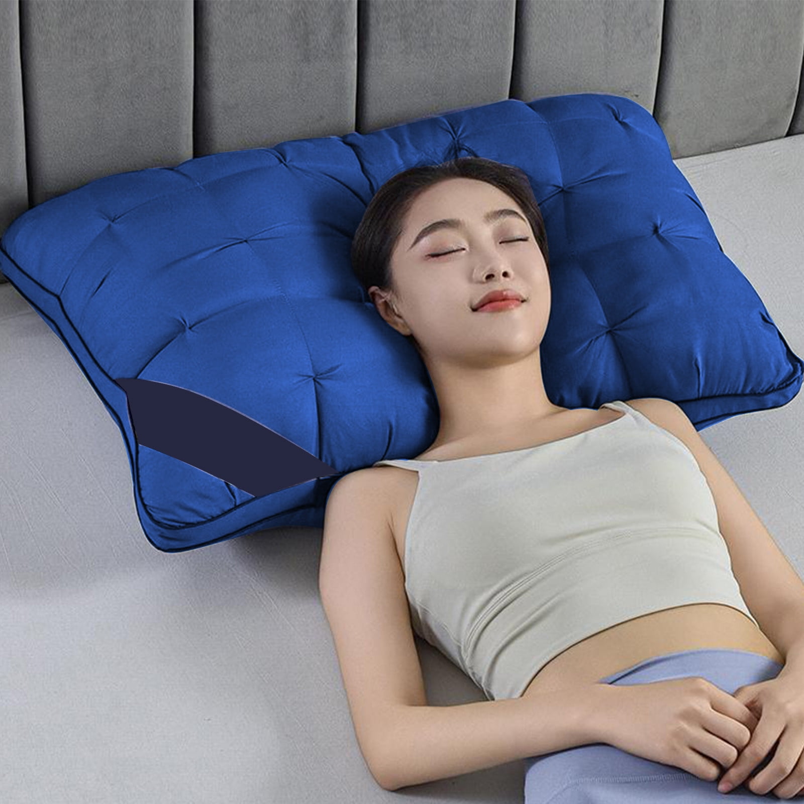 Goose Down Feather Pillows, Soft Bed Pillows Queen Size Set of 2, 100% Soft Cotton Shell, Bedding Pillow for Back, Stomach or Side Sleepers