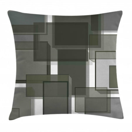 Taupe Throw Pillow Cushion Cover, Three Dimensional Cubes Geometric Modern Abstraction Square Shapes Print, Decorative Square Accent Pillow Case, 20 X 20 Inches, Taupe Light Grey Green, by Ambesonne