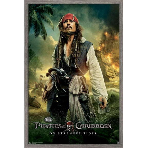 Disney Pirates of the Caribbean: On Stranger Tides - One Sheet 2 Wall Poster, 14.725" x 22.375", Framed