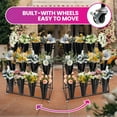 thumbnail image 6 of Floral Stand Plant Display Stand, 3-Tier Metal Flower Display Stand with 12 Buckets, Wheels & Adjustable Shelves, for Indoor, Patio, Living Room, Florist, Balcony, 6 of 8