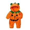 thumbnail image 3 of Baby Long Sleeve Pumpkin Hooded Bodysuit Toddler Pumpkin Halloween Cosplay Halloween for Girls Size 0-24 Months, 3 of 4