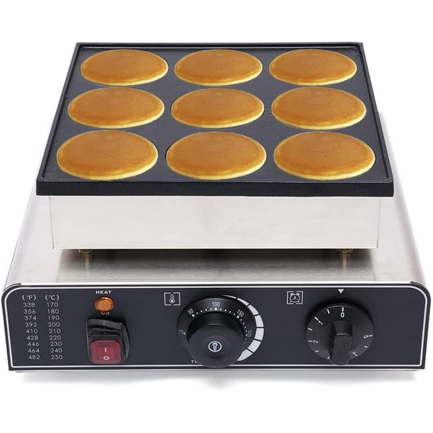 Electric Mini Dutch Pancake Baker Maker for 9 Dutch 900W Commercial Nonstick Griddle