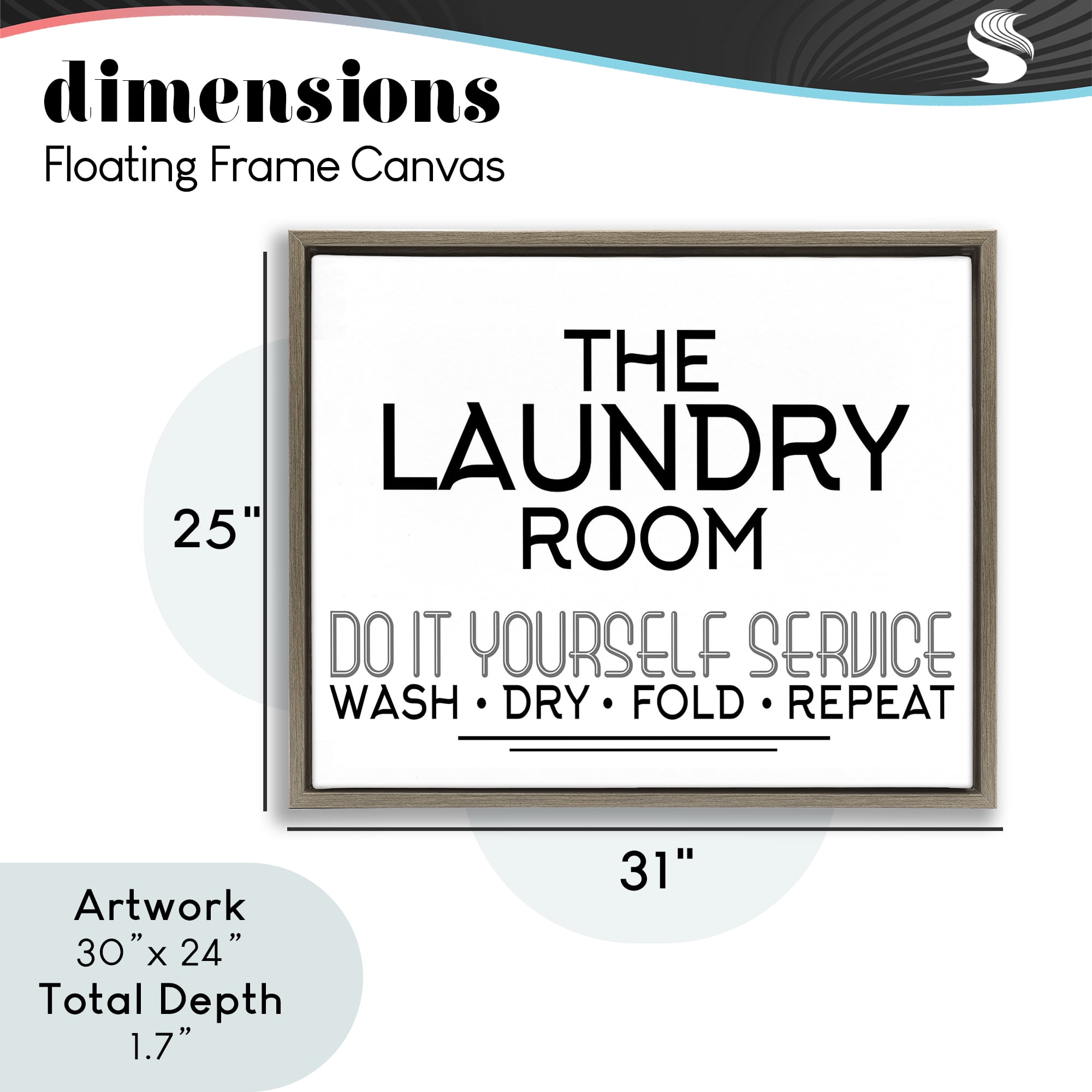 Do It Yourself Laundry Minimal Brown Framed Floater Canvas Wall Art, design by Kim Allen