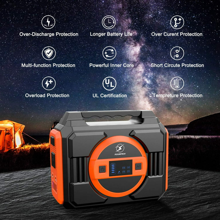 FLYLINKTECH 300W Portable Power Station, 75000mAh 277.5Wh Solar Generator  for Home Use CPAP Outdoor Camping, Emergency Backup Lithium Battery Power