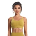 thumbnail image 2 of High Impact Sports ,Racerback Running Bra Workout Crop Tank Tops Longline Sports Bra Push Up Yellow green L, 2 of 7