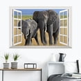 thumbnail image 1 of Adhesivos de pared 3D con efecto de ventana, elefante, sabana africana, 1 of 3