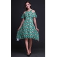 thumbnail image 3 of Bimba Tunique Verte à Imprimé Floral pour Femmes Épaules Dénudées Robe de Soirée Col Rond - XXX-Large, 3 of 6