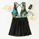 thumbnail image 2 of Womens Swimsuits Tummy Control Bathing Suits One Piece Swimsuit Flowy Swimwear Swimdress with Bottom Swim Suit,L, 2 of 4