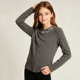 thumbnail image 5 of Acaics Girls' Long-Sleeve Layering T-Shirt: Solid-Color Crew-Neck Sequin-Accent Brushed-Fleece Long-Sleeve Top, Ages 1–15, 5 of 10