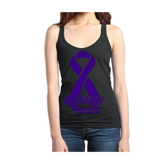 MmF - Women's Racerback Tank Top, up to Women Size 2XL - Epilepsy Ribbon