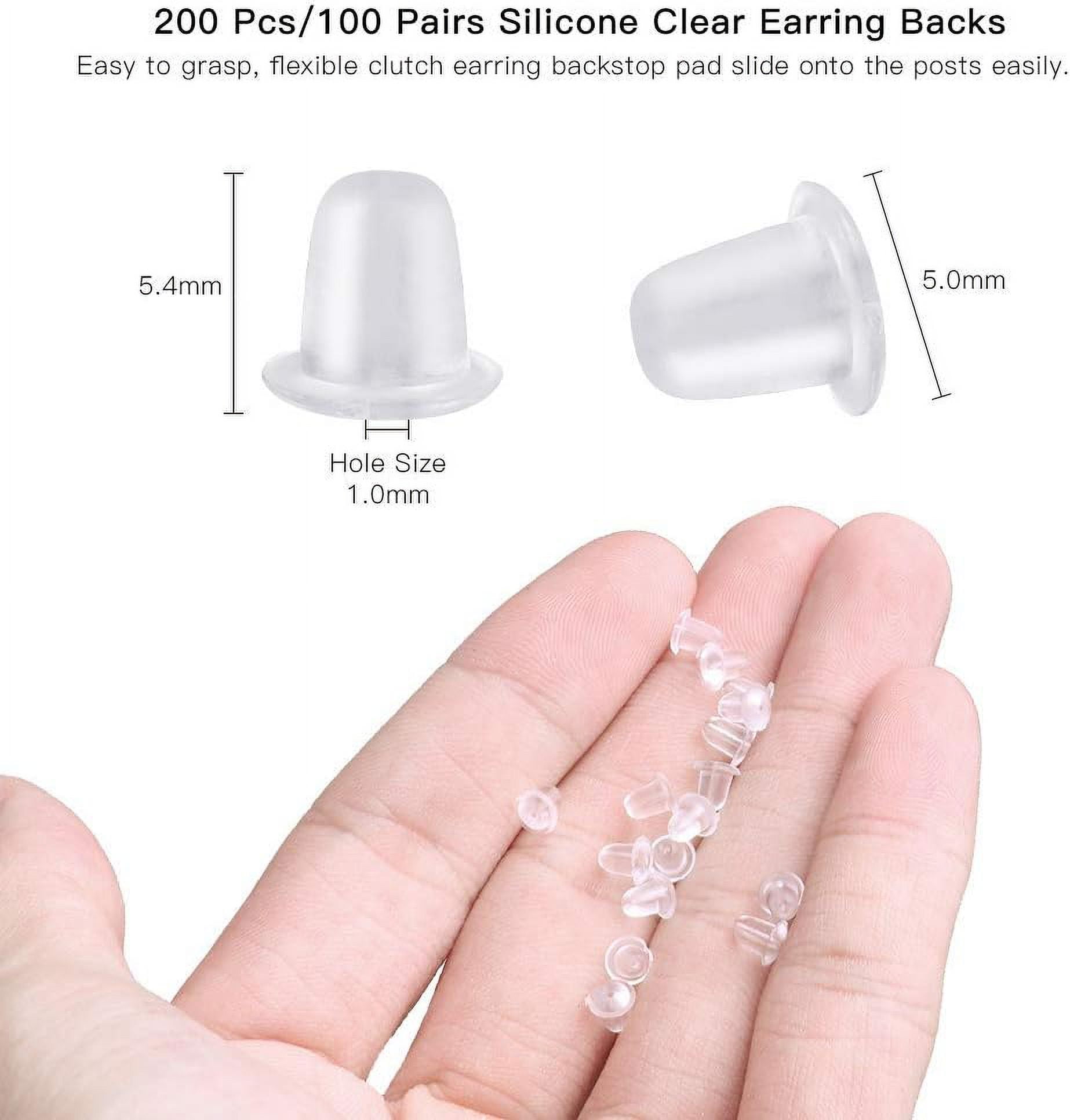 100 200 Clear Rubber Plastic Silicone Earring Back Safety Stoppers Findings