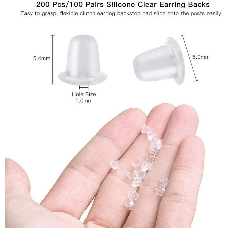 Earring Backs for Sensitive Ears, 200pcs Silicone Clear Earring