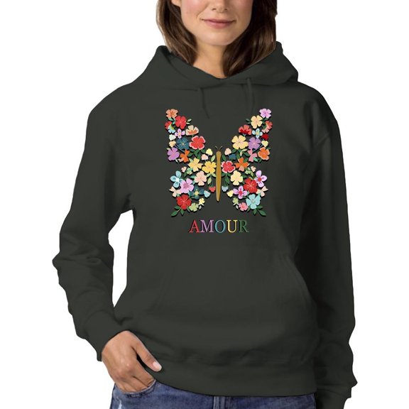 Butterflies Positive Quote Hoodie Women -Image by Shutterstock, Female 5X-Large