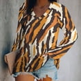 thumbnail image 2 of LYWC Warm Tiger Stripe - 1256 Long Sleeve Shirts For Women Oversized Tshirts Tops Tees Fall T-Shirts V Neck, 2 of 7