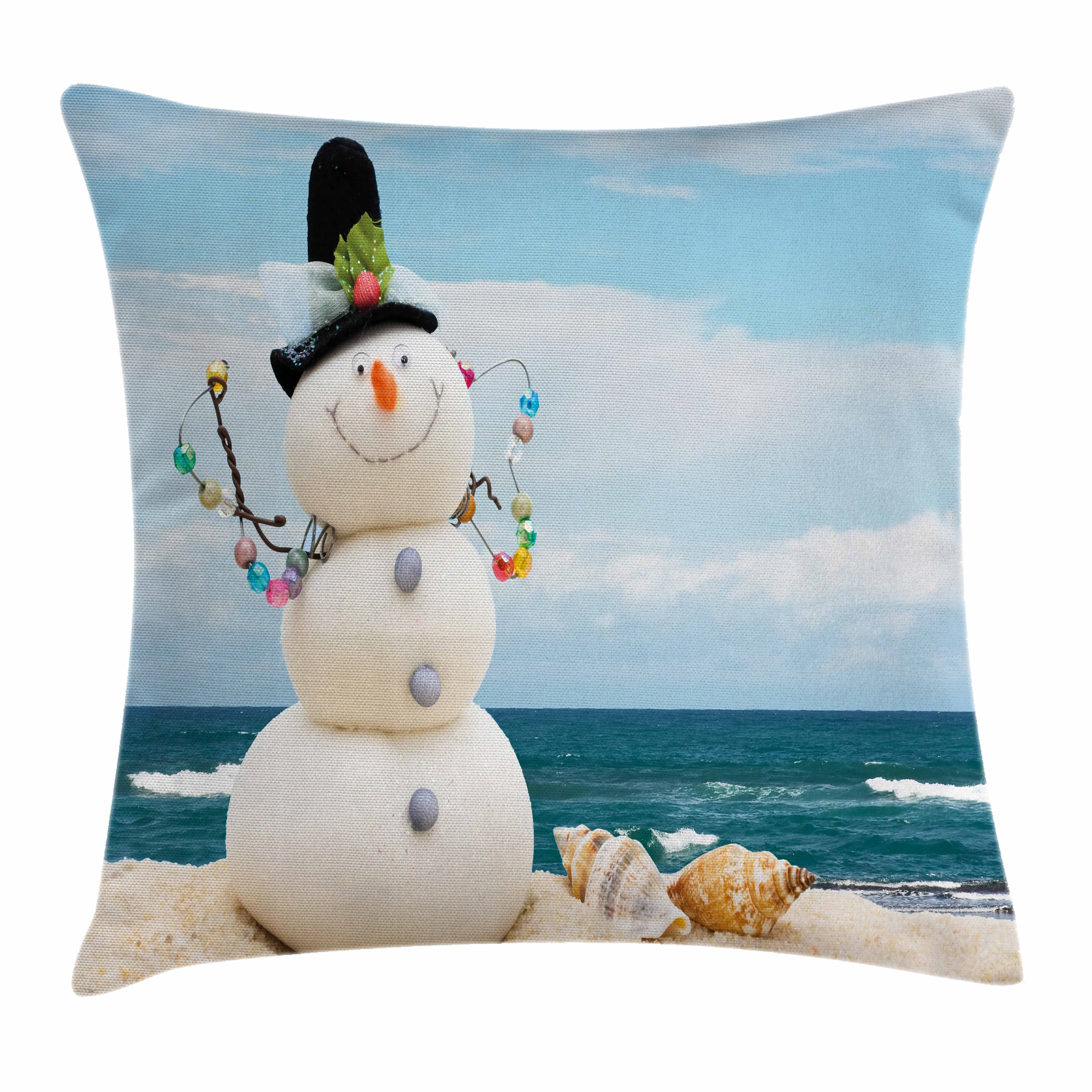 Snowman Throw Pillow Cushion Cover, Winter Vacation Holiday Theme