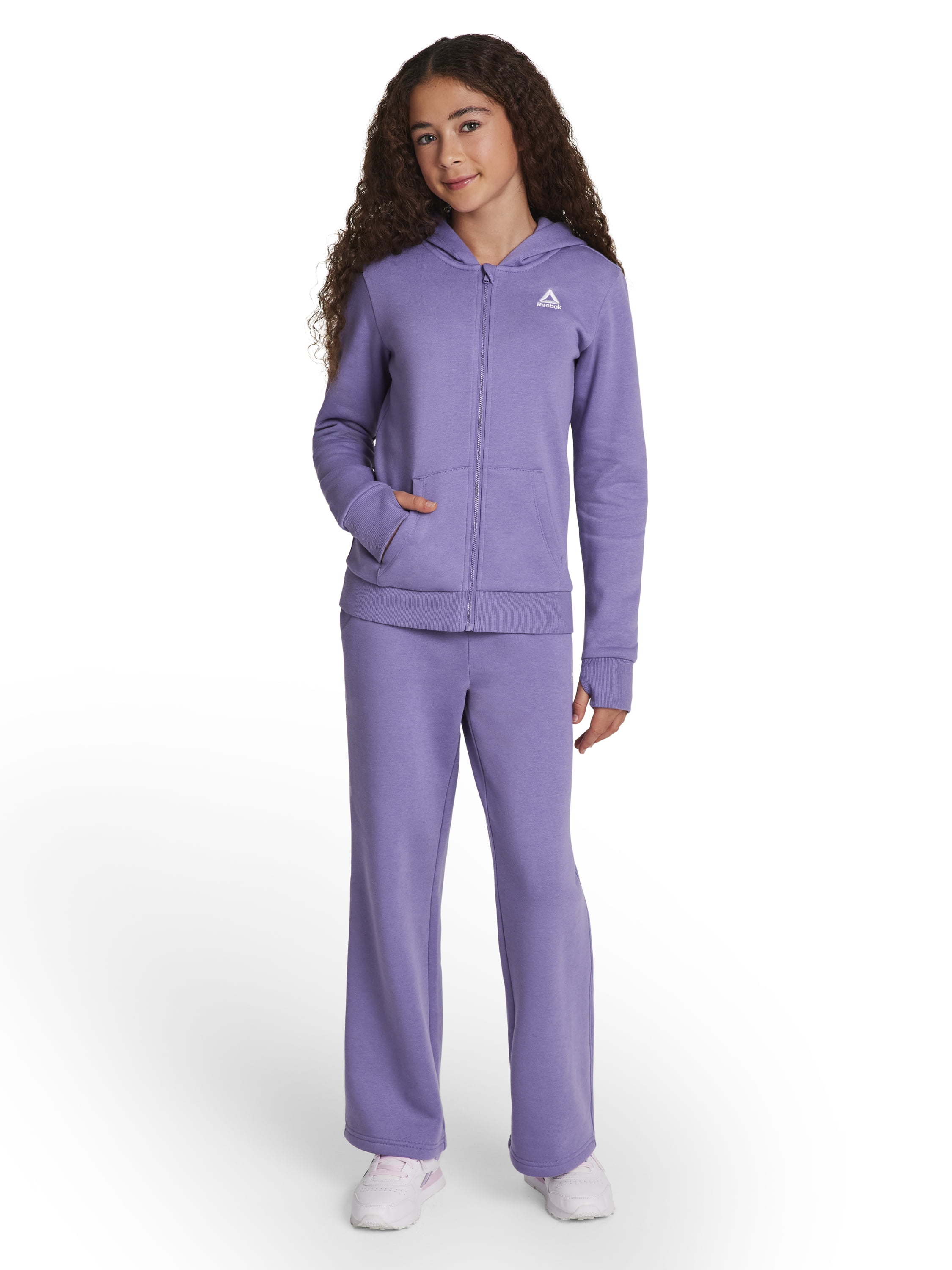 Reebok Girl’s Game Day Fleece Full Zip Hoodie, Sizes 4-18