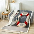 thumbnail image 2 of Sea Ocean Sherpa Blanket for Kids Boys Girls,Nautical Anchor Blanket,Hawaii Beach Throw Blanket Throw Size Vintage Wood Stripe Fuzzy Blanket for Travel,Red Grey White Bedroom Decor, 2 of 6