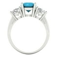 thumbnail image 4 of 3.25ct round cut turquoise 18k white gold 3 stone Bridal Wedding Engagement Promise Anniversary Ring for Women size 7.5, 4 of 7