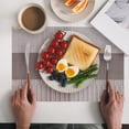 thumbnail image 7 of Placemats Set of 1 - Easy Clean Washable Reversible PVC Woven Vinyl Placemats - Wipeable Heat Resistant Woven Table Mats for Dining Table, Double Layer Cloth Fabric Place Mat(Grey,17.7x11.8"), 7 of 7