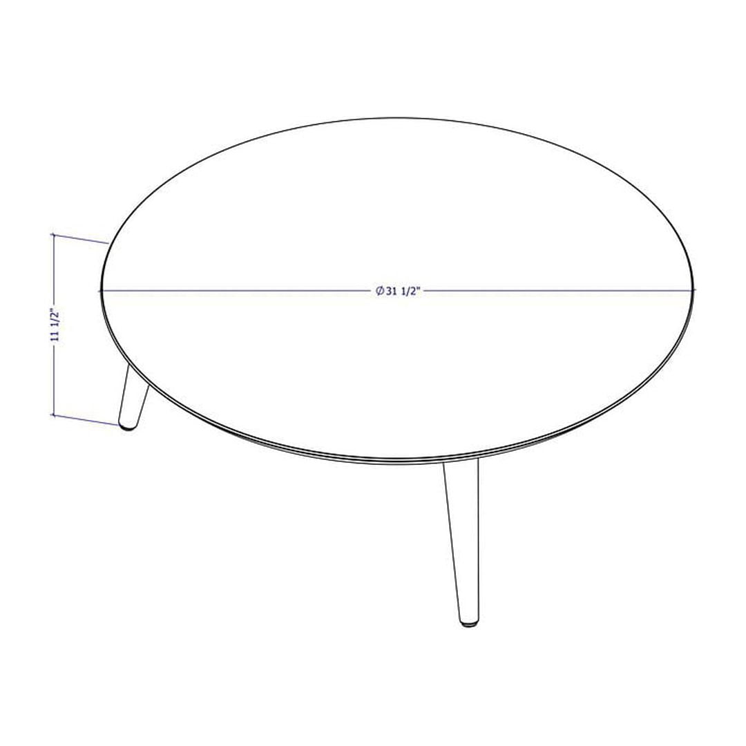 Manhattan Comfort Moore 31.50" Round Low Coffee Table in White