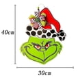 thumbnail image 1 of Corona de Navidad, decoración de placa colgante de puerta de Grinch, corona de signo de bienvenida de Grinch, decoración de granja de madera, 1 of 2