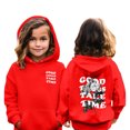 thumbnail image 2 of SUXIAN Sweatshirts for Teen Girls Letter Print Hooded with Pocket for Casual Sports Wear Red 5-6 Years, 2 of 7