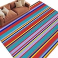 thumbnail image 2 of Red Teal Yellow Stripes Washable Living Room Rugs 5'x7', Lines Art Low Pile Throw Large Area Rugs Non-Slip Sturdy Edge Binding Carpet for Dining Room Bedside Kitchen, 2 of 9