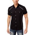 thumbnail image 1 of INC - Camisa con botones en contraste para hombre, color negro, pequeÃ±a I-N-C Botones al frente, 1 of 1