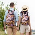 thumbnail image 4 of Disketp Warm Sunflower Sleeping Cat print Canvas Backpack Lightweight Travel Daypack Student Rucksack Laptop Backpack-Small, 4 of 5