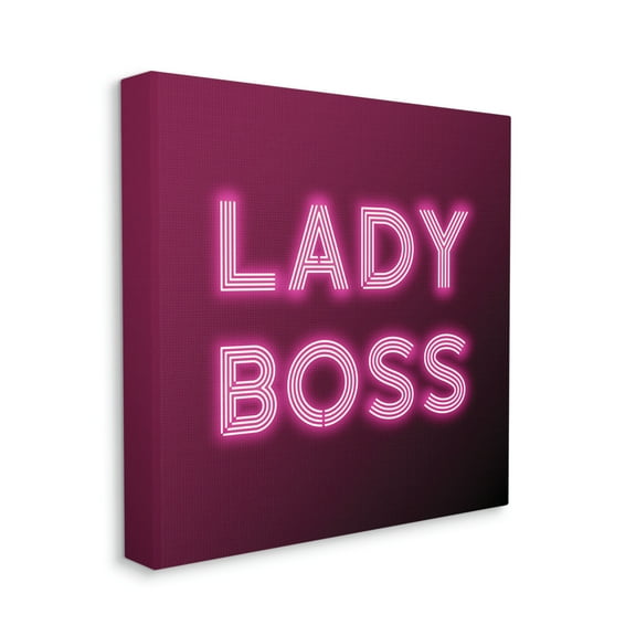 Stupell Industries Neon Lady Boss Fashion Modern Pink Word Design, 36 x 36,Design by Dawn Vietro