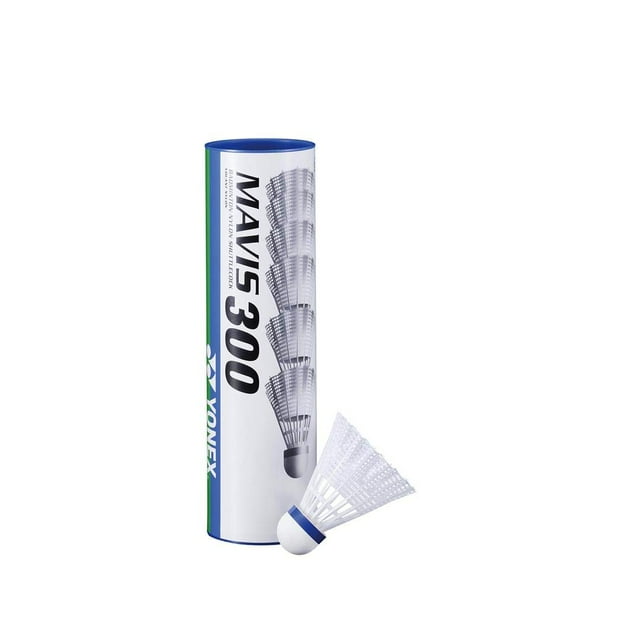 Volantes YONEX Mavis 300 de nailon blanco, 1/2 docena