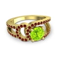 thumbnail image 3 of 2.50 Carat Shiny Round Cut Peridot & Garnet Gemstone Engagement Ring for Women 18K Yellow Gold Size 4.5 by Diamond-Capitals, 3 of 8