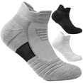thumbnail image 1 of Calcetines deportivos de tobillo para correr, calcetines deportivos de corte bajo con lengüeta acolchada antiampollas para hombres y mujeres, 3 pares, 1 of 5