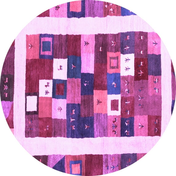 Ahgly Company Indoor Round Abstract Purple Contemporary Area Rugs, 6' Round