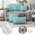 thumbnail image 6 of Blue Anchor Outdoor Waterproof Pillow Covers, Modern Nautical White Geometric Stripes Decorative Square Throw Pillowcase Sofa Cushion Sham for Patio/Couch/Chair, 24"x24" 2 Pack, 6 of 8