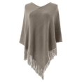 thumbnail image 5 of Women Poncho Sweater V Neck Solid Knit Pullover Cape Lightweight Shawl Elegant Wrap with Fringes for Women Scarf with Sleeves for Women plus Womens Neck Scarf Shorts Women Warm Shawl Blanket, 5 of 6