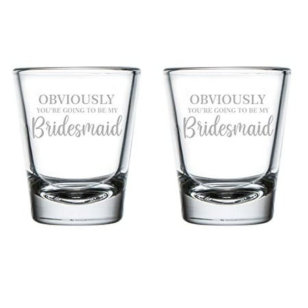

Set of 2 Shot Glasses 1.75oz Shot Glass Bridal Party Bridesmaid Proposal Script