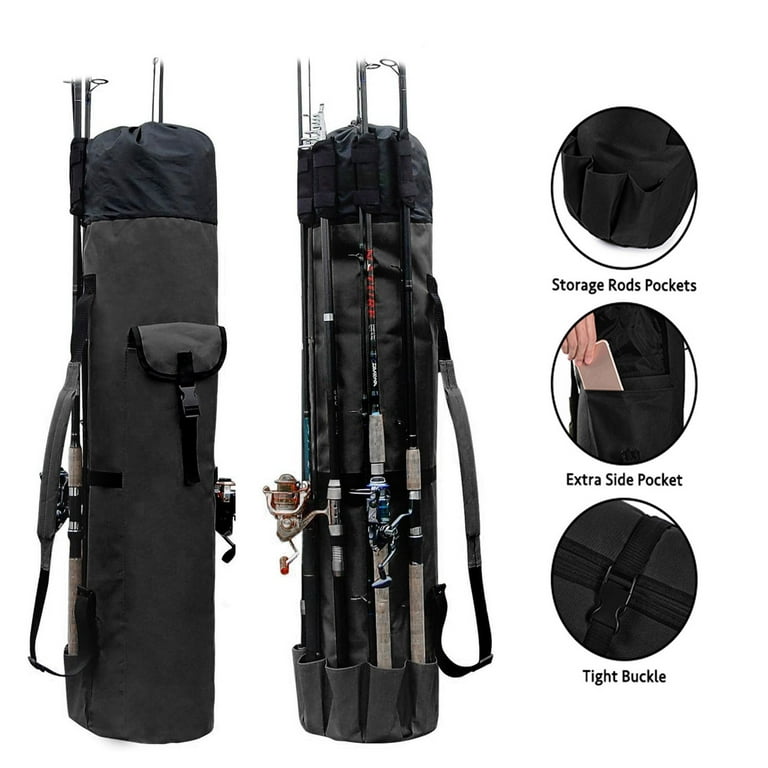 Oyajia Fishing Rod Bag Fishing Pole Holder Carrier Case Fishing Tackle  Holds 5 Poles Travel Case Bag Waterproof Lightweight Storage Bag Large  Capacity