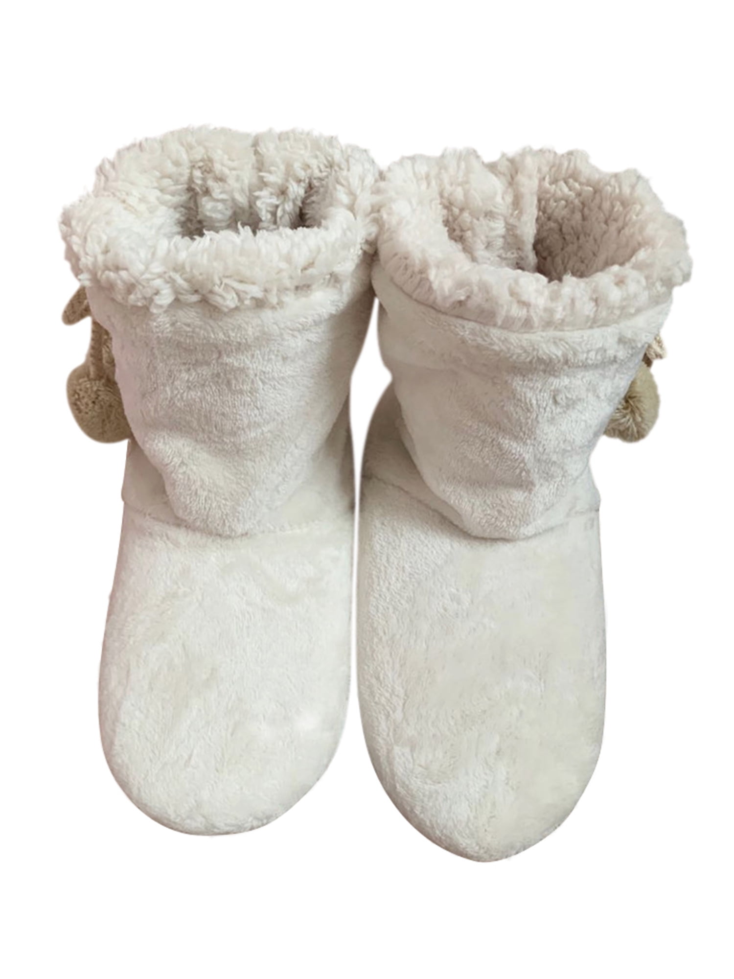 House of Slippers BOOTIE Ladies Faux Fur Lined Warm Comfy Boot Slippers Beige