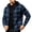 #H-Blue, variant on Fleece Plaid Hooded Jackets for Men Zip Up Drawstring Long Sleeves Warm Thick Fall Winter Coats with Pockets,Red,Size XL