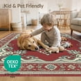 thumbnail image 4 of ODIKA 6'x9' Washable Area Rug Easy Care, Non-Shedding, With Vintage Distressed Floral Scroll Border Boho Oriental Medallion Playful for Queen Size Bedroom Under Bed Master Suite, 4 of 7