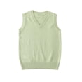 thumbnail image 6 of Unisex Boys Girls Preppy Knit Sweater Vest Sleeveless V-Neck Solid Color Tops Kids Trendy Soft Casual Comfy Outfits Green 7-8 Years, 6 of 6