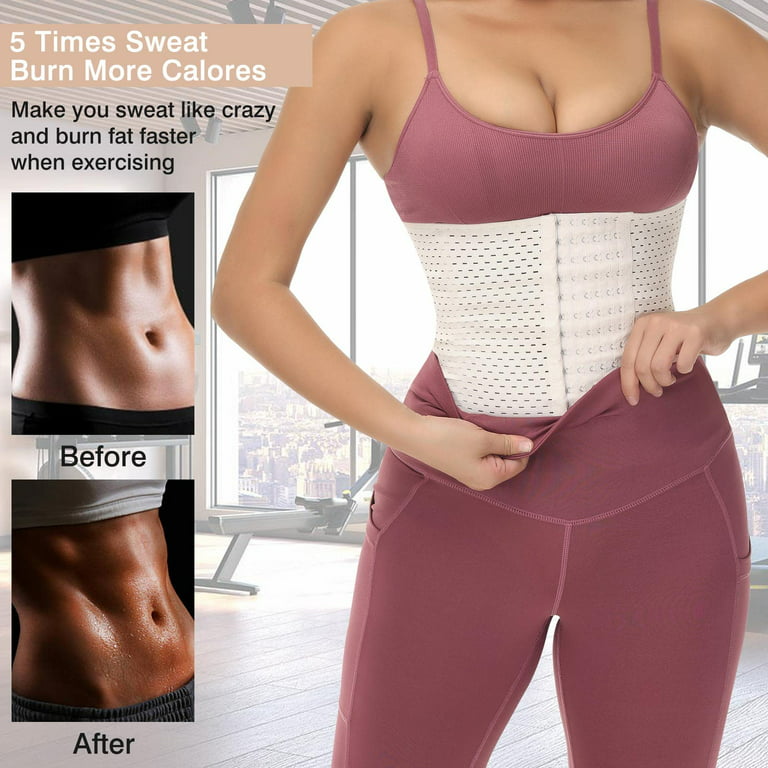 Lilvigor 2022 Upgrade Waist Trainer for Women 15 Hook ,Slimming Body  Shaper,Waist Trimmer Cincher Sweat Belt,Tummy Control Corset for Workout  Yoga