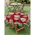 thumbnail image 3 of Outdoor Tablecloth with Umbrella Hole and Zipper, Funny Santa Claus Round Table Cloth 60 Inch Waterproof Tablecloth, Red Christmas Snowflake Xmas Tree Picnic Table Cover for Patio Camping, 3 of 7