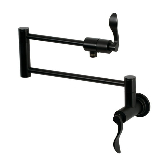 Kingston Brass KS4100DFL NuWave Two-Handle 1-Hole Wall Mount Pot Filler Faucet in Matte Black