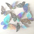 thumbnail image 1 of Set Of 12, 3D Colorful Silvery Butterfly Wall Sticker, Self-adhesive Hollow Paper Three-dimensional Decal For Living Room Bedroom, Wall Decoration, Home Room Decor, 1 of 5