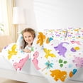 thumbnail image 3 of Homewish Kawaii Dino Twin Comforter Sets,Cartoon Wildlife Bedding Set,White,Colorful Stars Reversible,2pcs,1 Comforter and 1 Pillowcase, 3 of 7