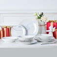thumbnail image 3 of 12 Piece Dinnerware Set ，Chip Resistant, Dinnerware Sets, Plates, Dishes, Bowls, Service for 4, Black And White, 3 of 10