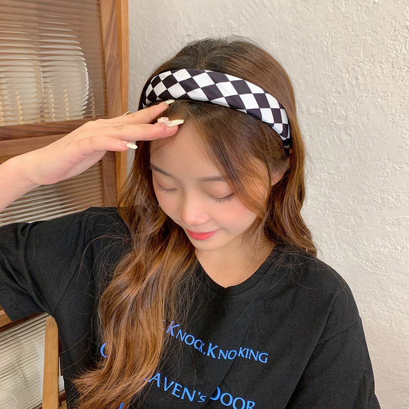 New Black & White courtly check headband Amazon.com : ZAHSY Checkered Padded Headband Checkerboard  main image 4